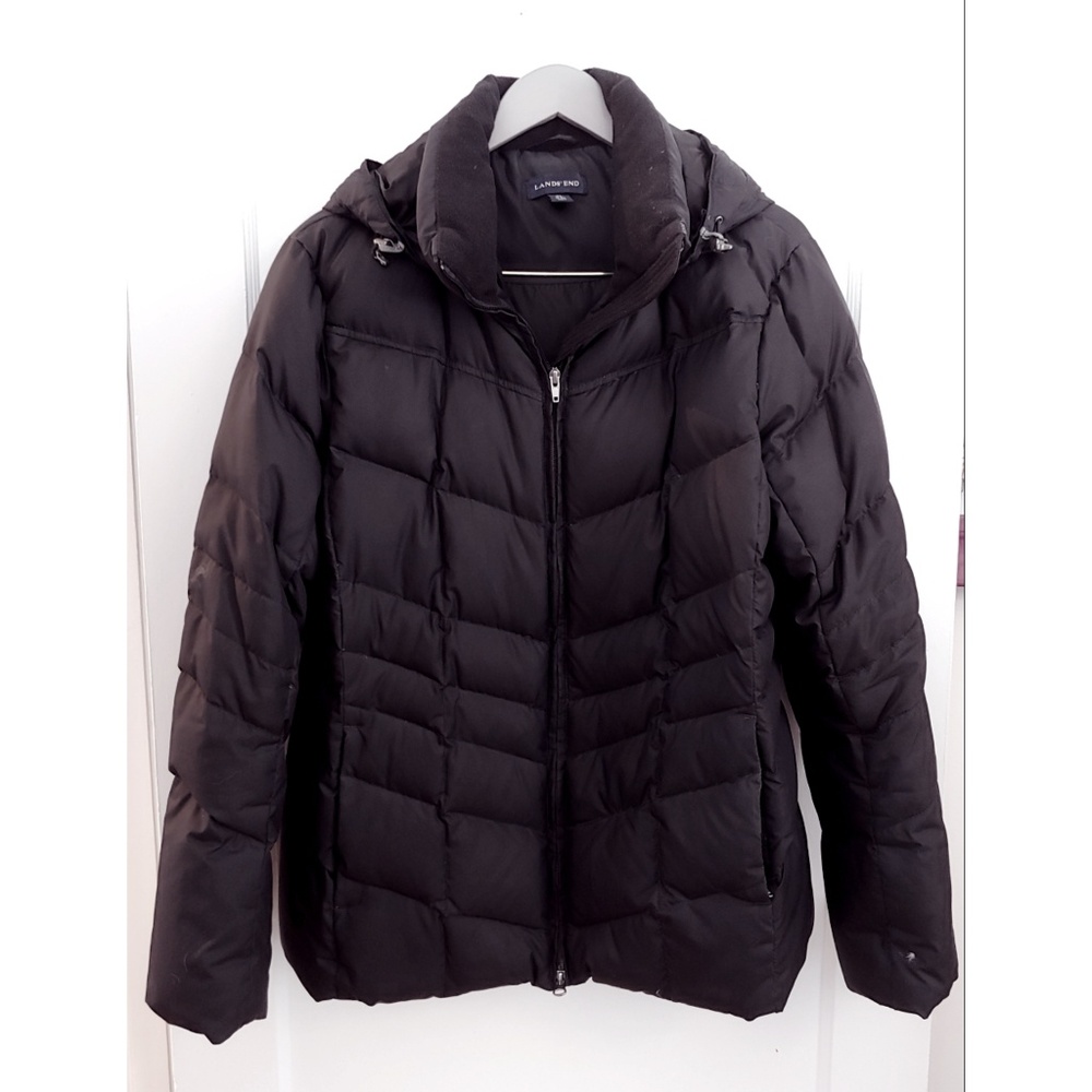 Lands' End Plus Size Down Fille Black Coat - XL